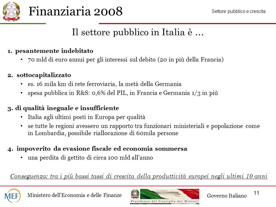 Il settore pubblico in Italia è …