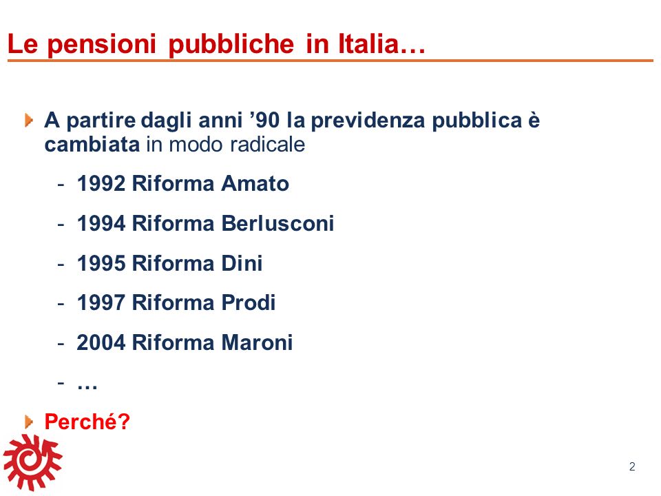 Le pensioni pubbliche in Italia…