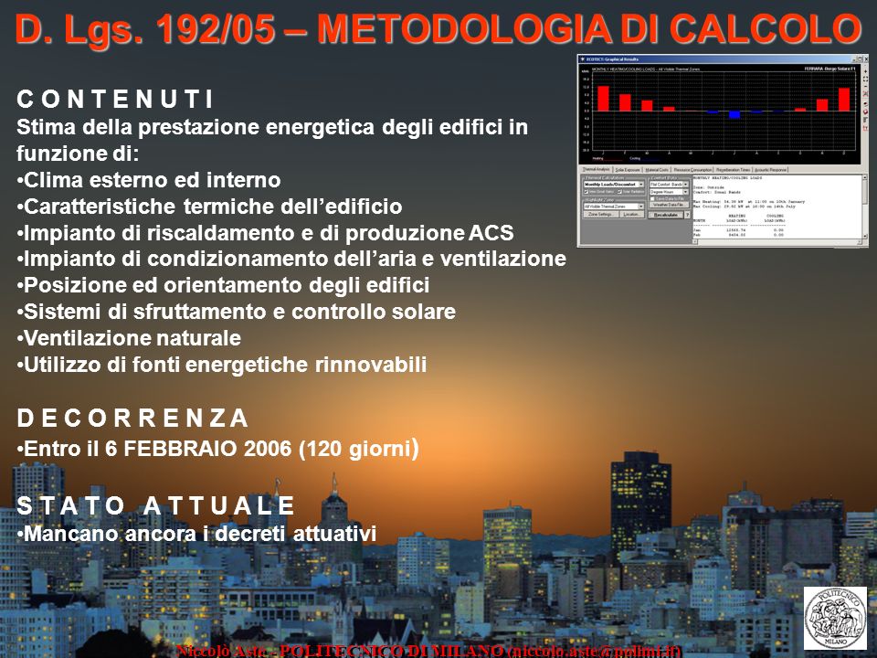 D. Lgs. 192/05 – METODOLOGIA DI CALCOLO