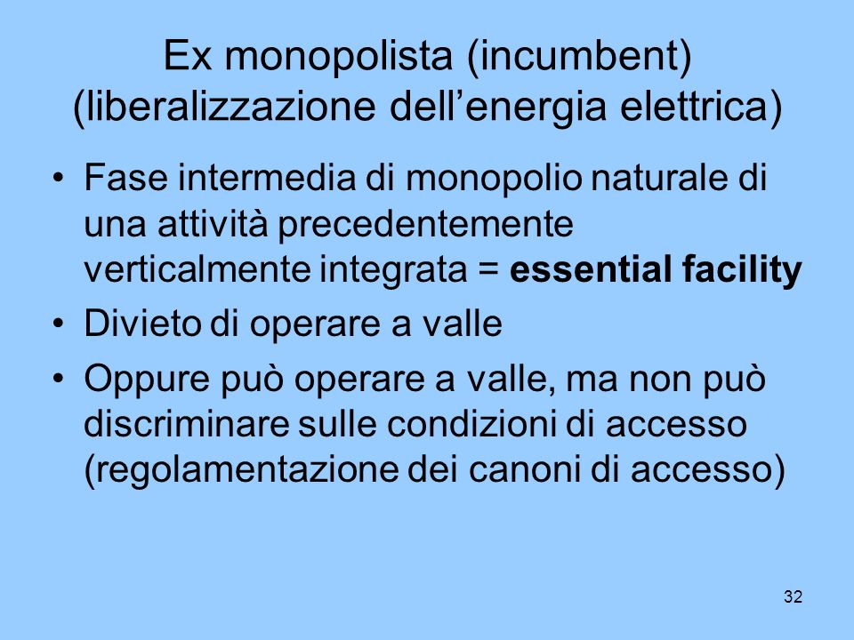Ex monopolista (incumbent) (liberalizzazione dell’energia elettrica)