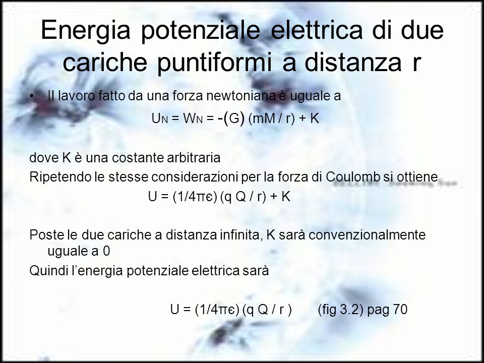Energia potenziale elettrica di due cariche puntiformi a distanza r