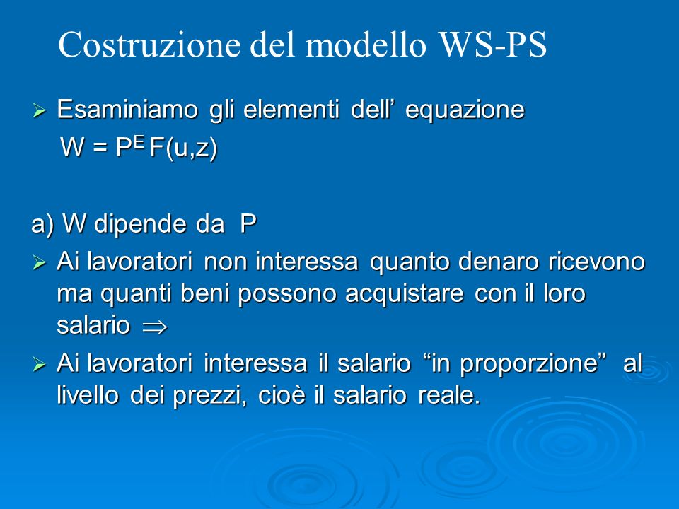 Costruzione del modello WS-PS