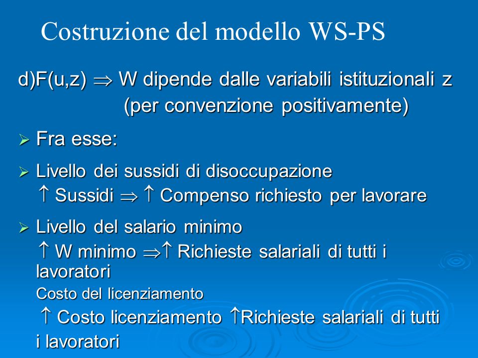 Costruzione del modello WS-PS