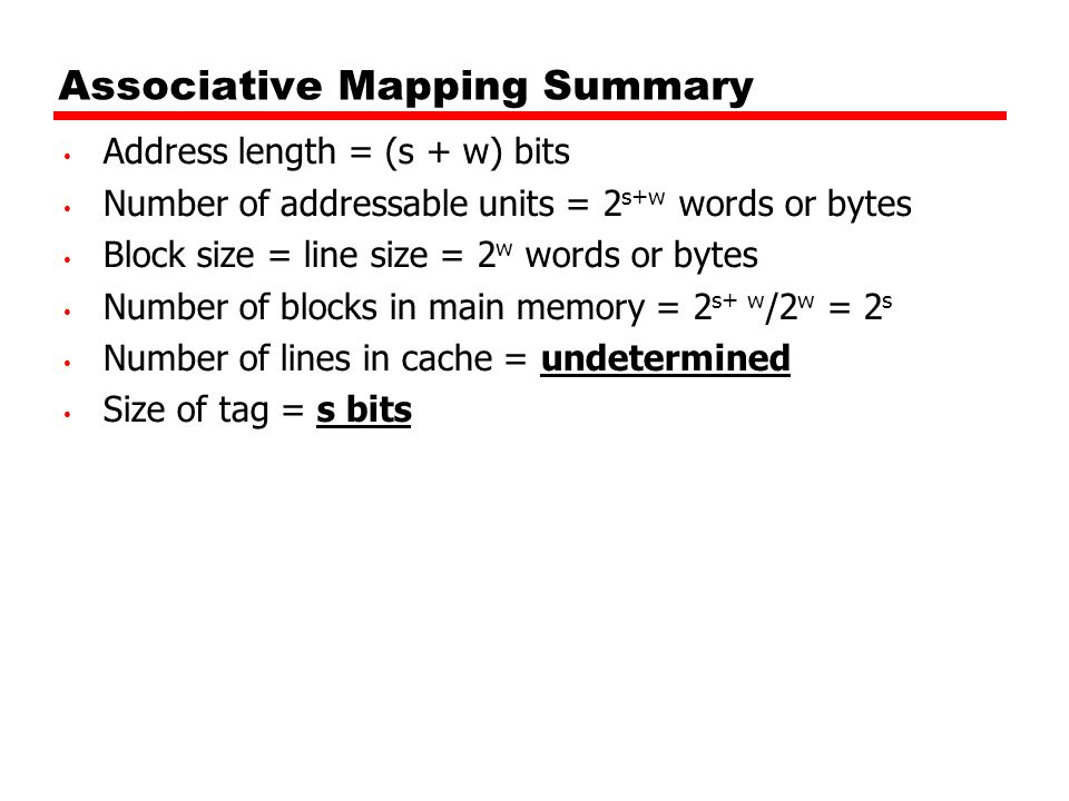 Associative Mapping Summary
