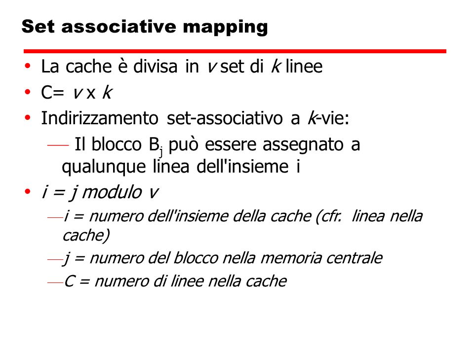 Set associative mapping