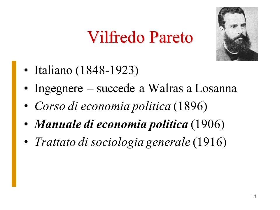 Vilfredo Pareto Italiano ( )