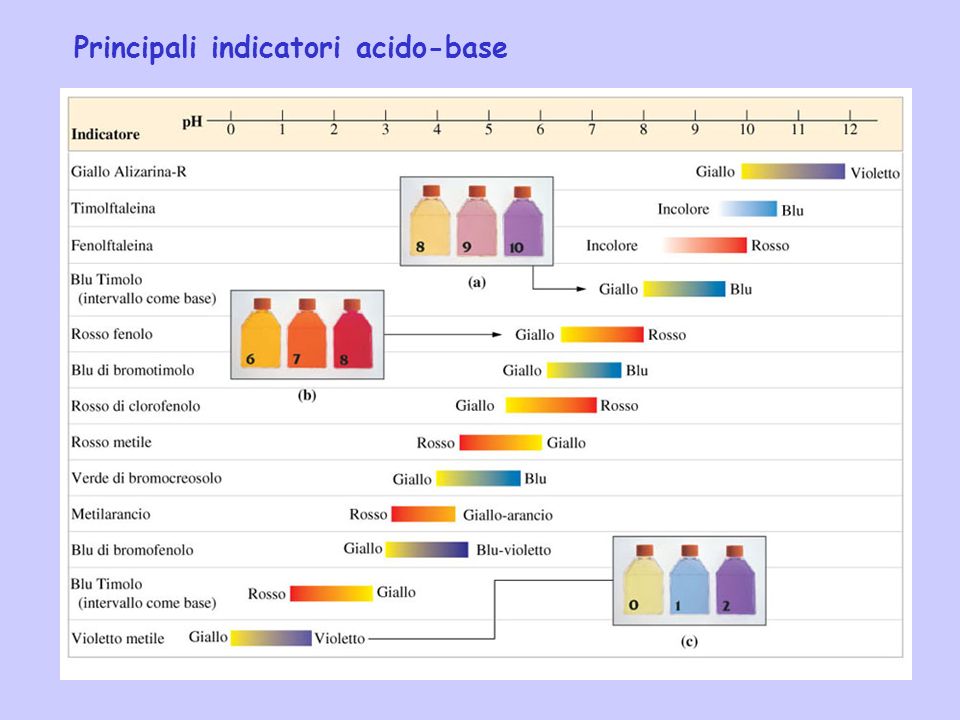 Principali indicatori acido-base