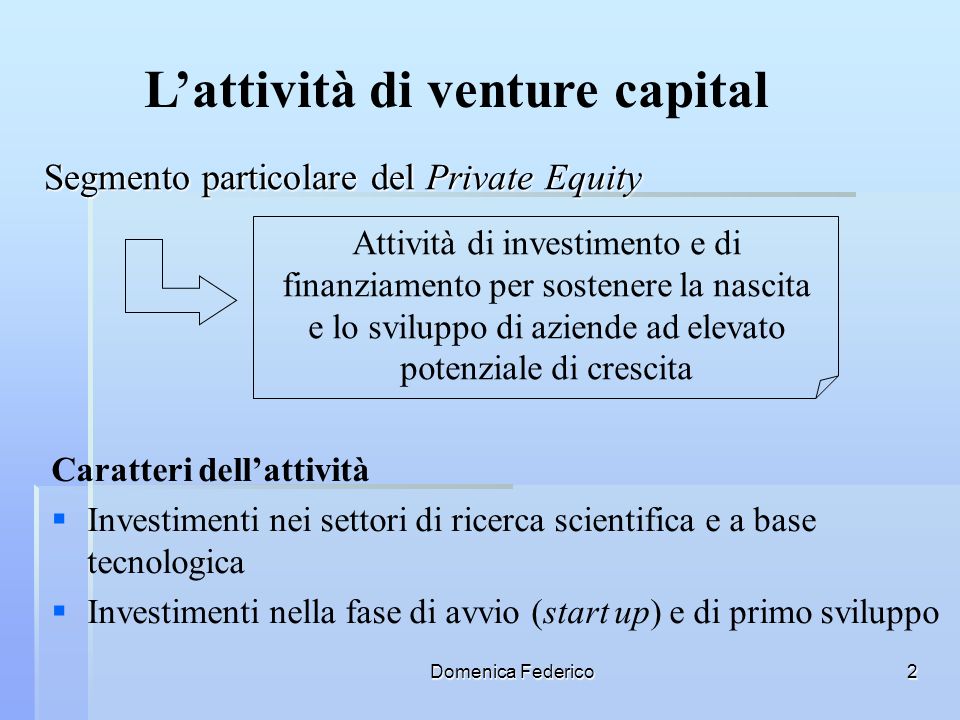 L’attività di venture capital