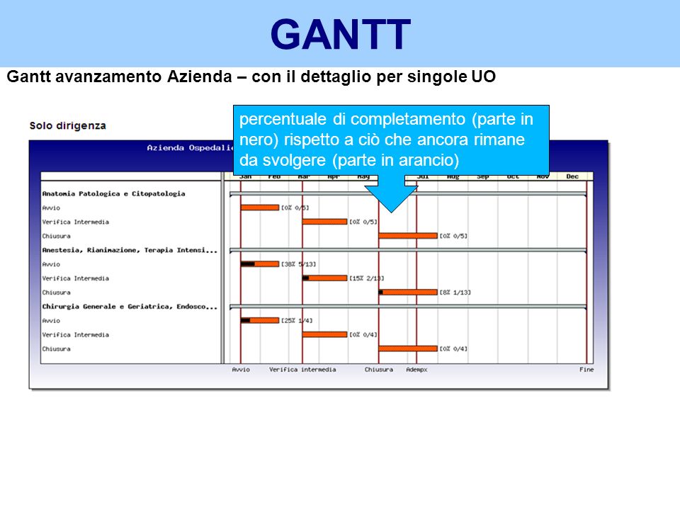 GANTT Gantt avanzamento Azienda – con il dettaglio per singole UO