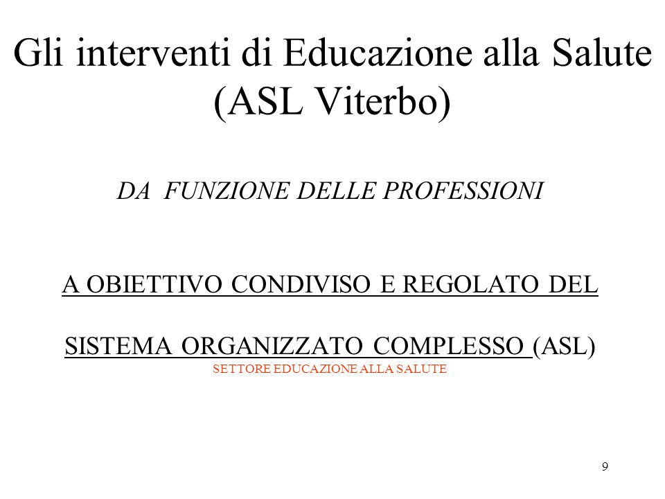 Gli interventi di Educazione alla Salute (ASL Viterbo)