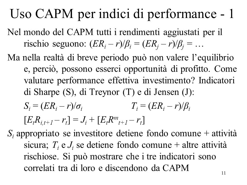 Uso CAPM per indici di performance - 1