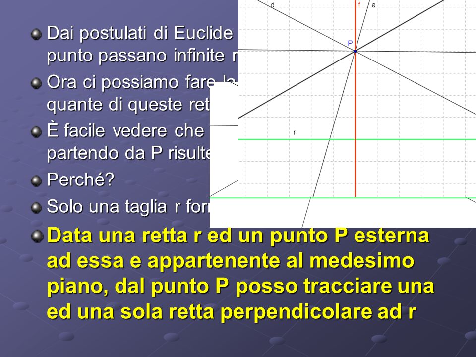 Dai postulati di Euclide sappiamo che per un punto passano infinite rette