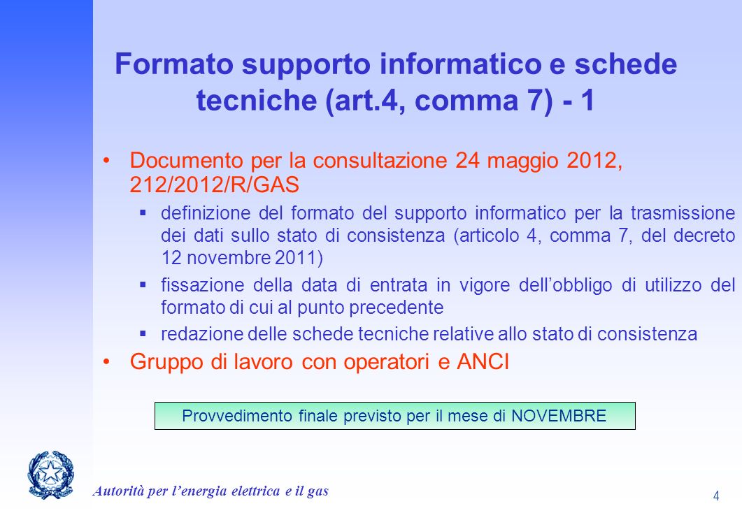 Formato supporto informatico e schede tecniche (art.4, comma 7) - 1