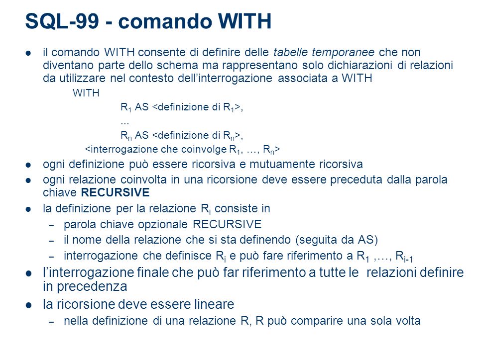 SQL-99 - comando WITH