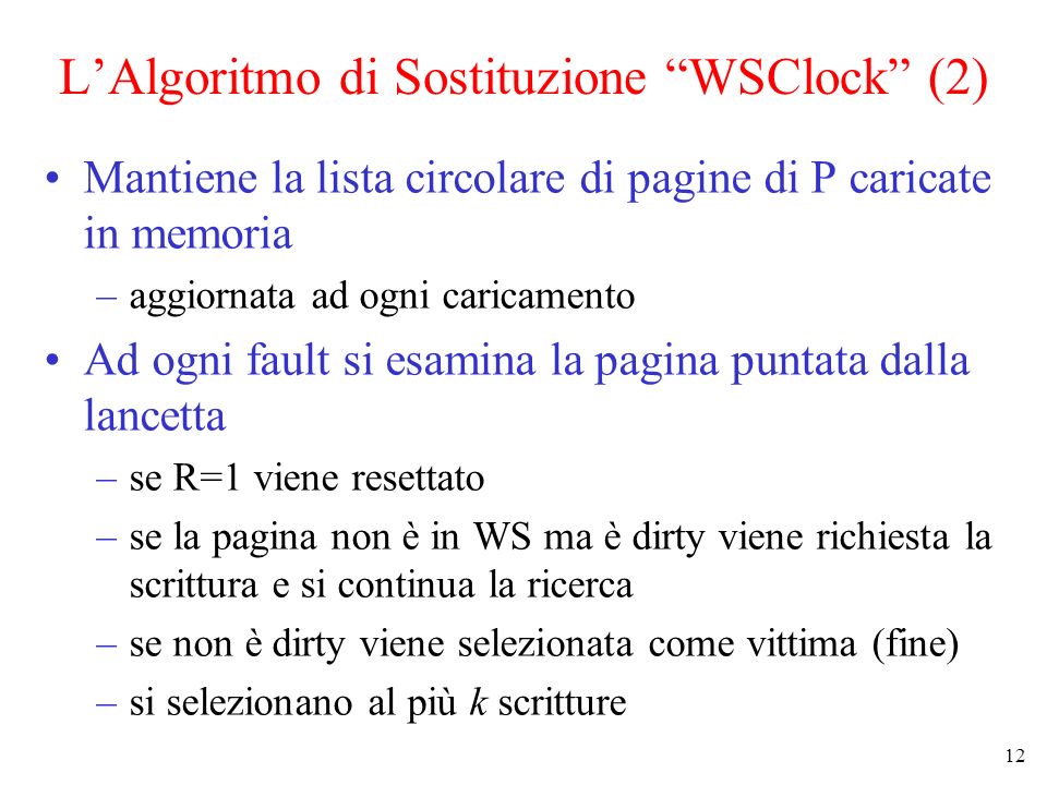 L’Algoritmo di Sostituzione WSClock (2)