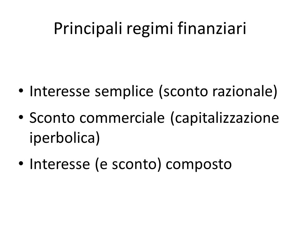 Principali regimi finanziari