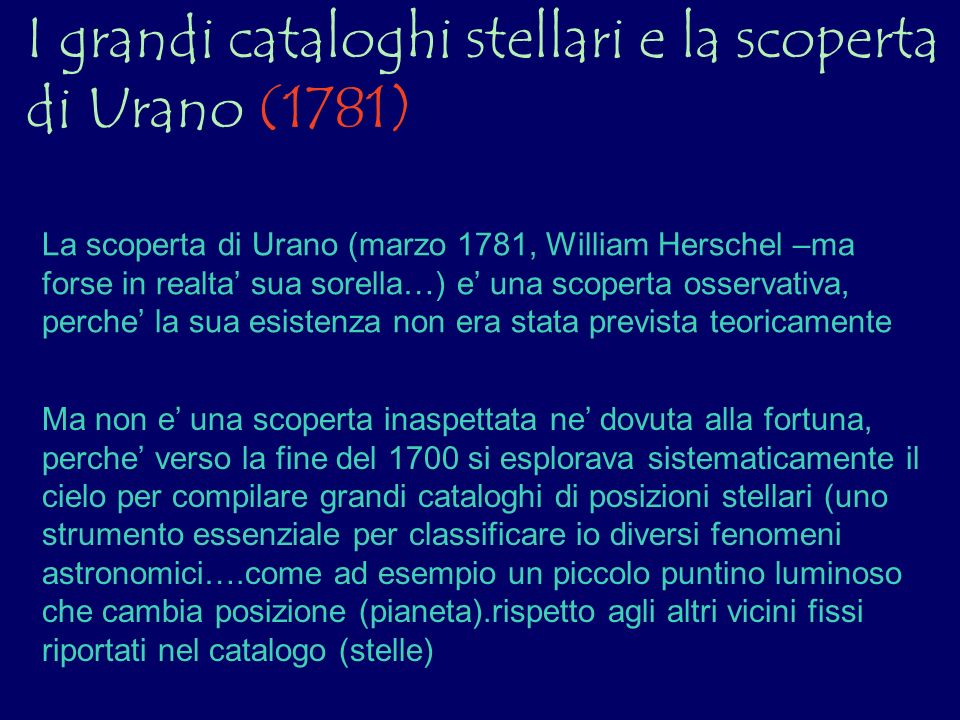 I grandi cataloghi stellari e la scoperta di Urano (1781)