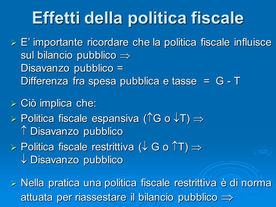 Effetti della politica fiscale