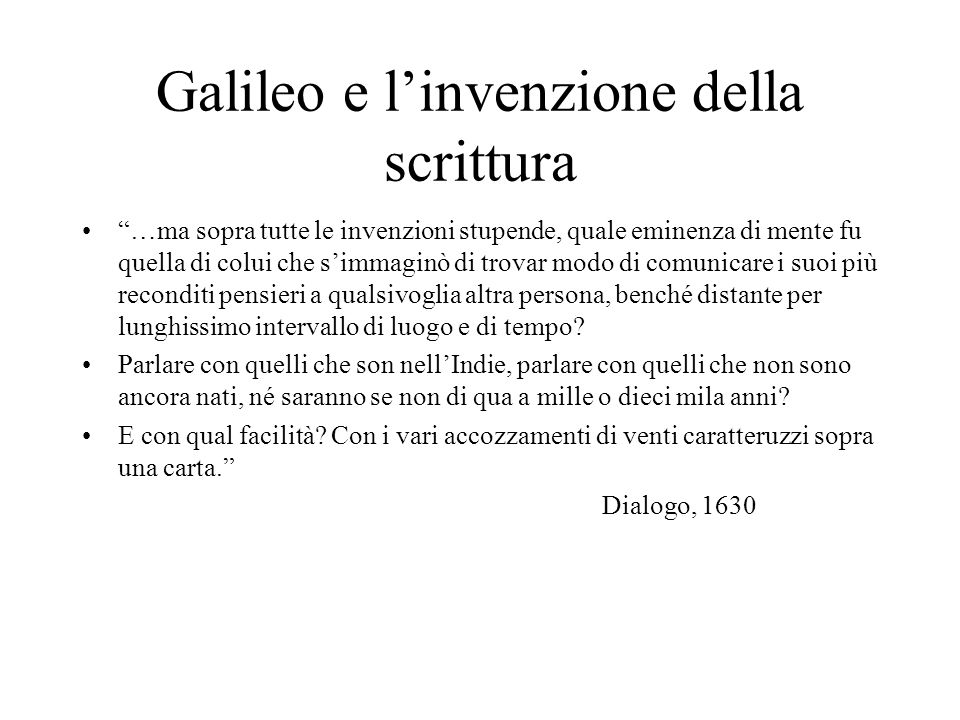 Galileo e l’invenzione della scrittura