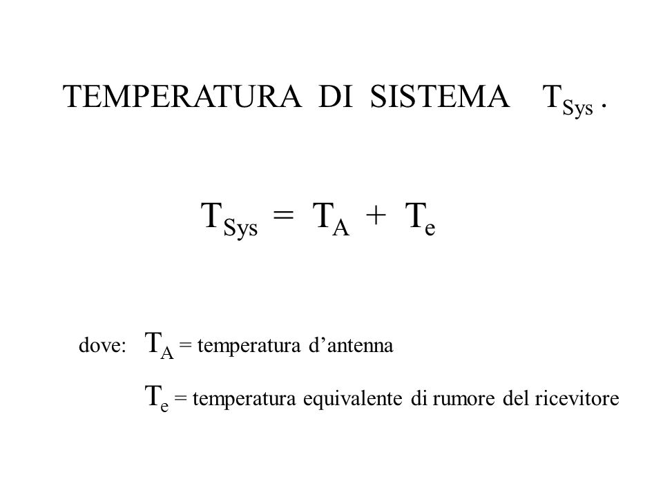 TSys = TA + Te TEMPERATURA DI SISTEMA TSys .