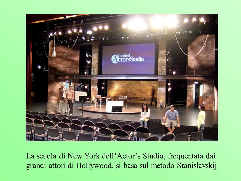 La scuola di New York dell’Actor’s Studio, frequentata dai grandi attori di Hollywood, si basa sul metodo Stanislavskij