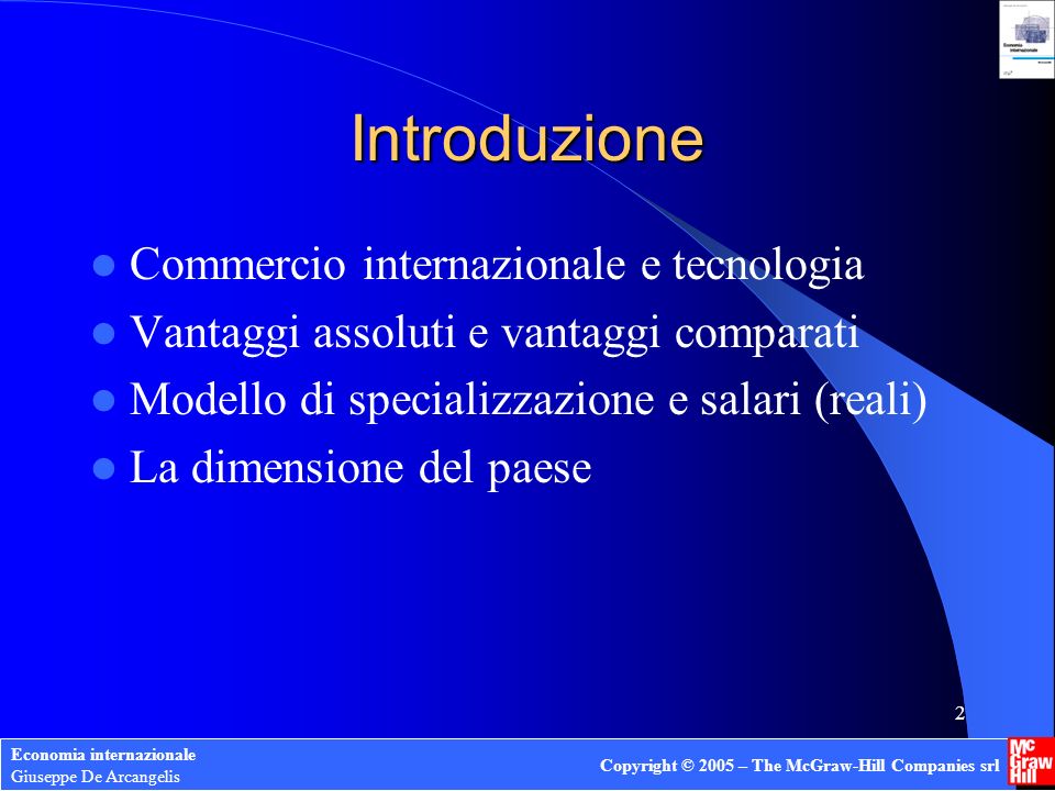 Introduzione Commercio internazionale e tecnologia