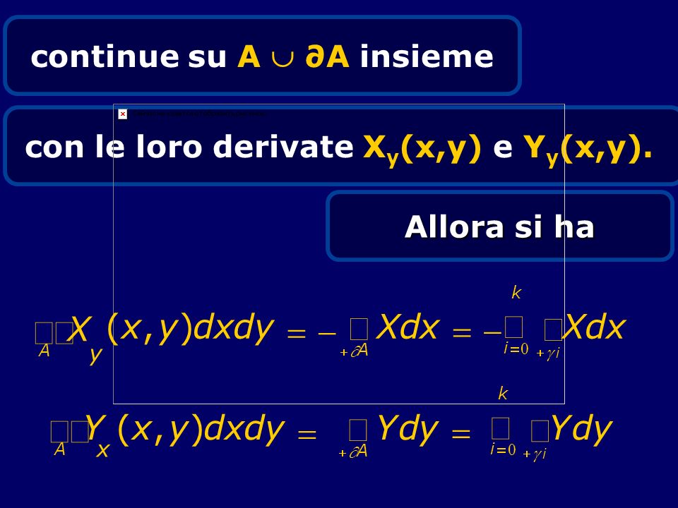 continue su A  ∂A insieme con le loro derivate Xy(x,y) e Yy(x,y).