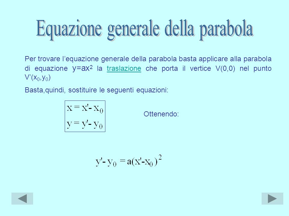 Equazione generale della parabola