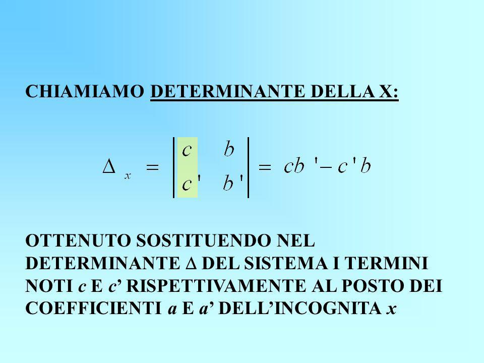CHIAMIAMO DETERMINANTE DELLA X: