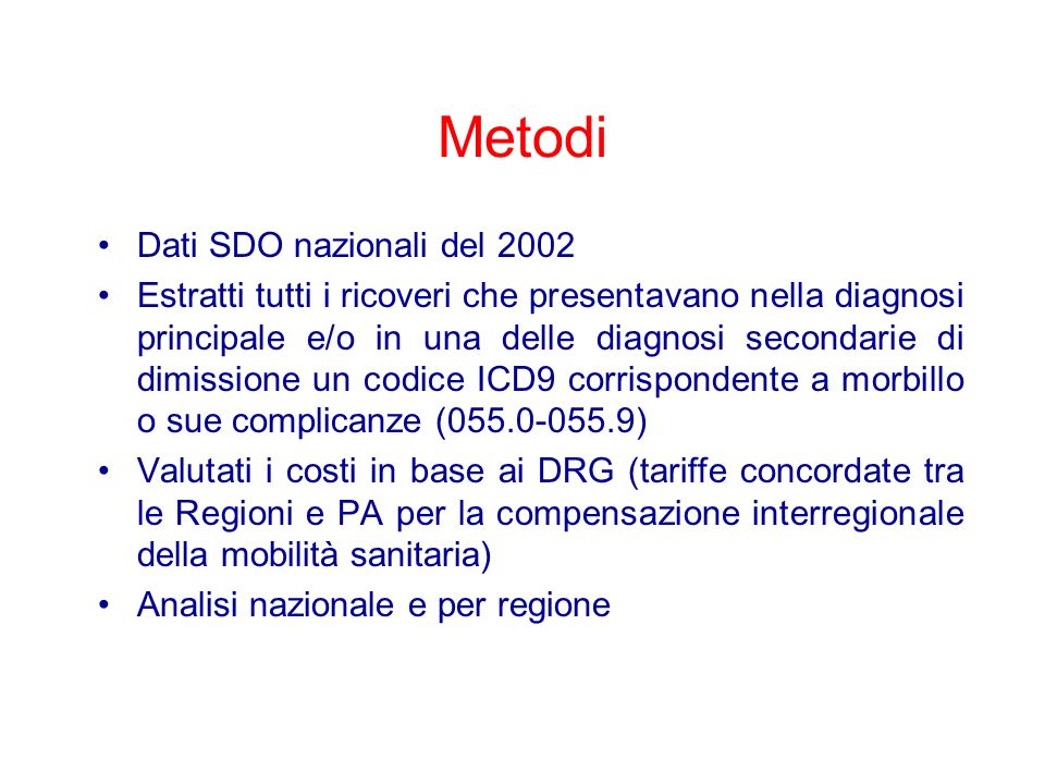Metodi Dati SDO nazionali del 2002