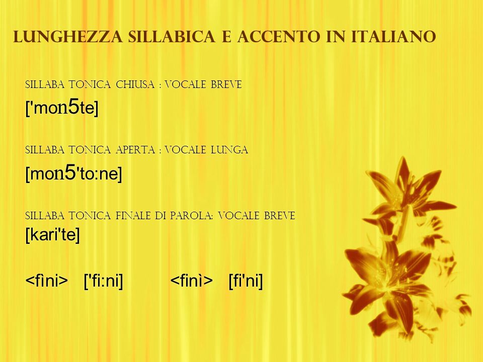 Lunghezza sillabica e accento in italiano