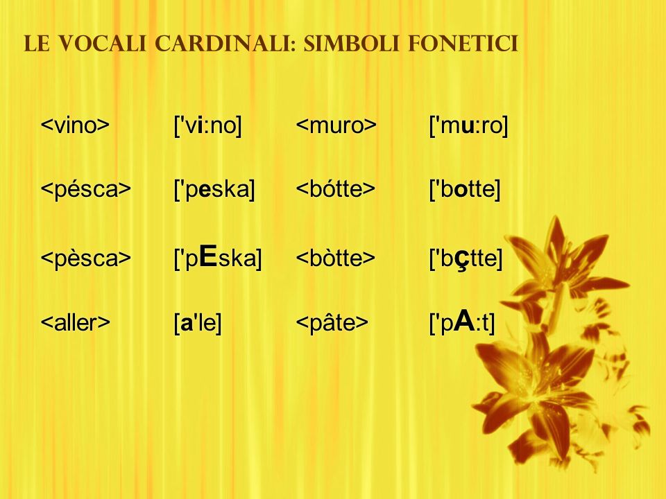 Le vocali cardinali: simboli fonetici