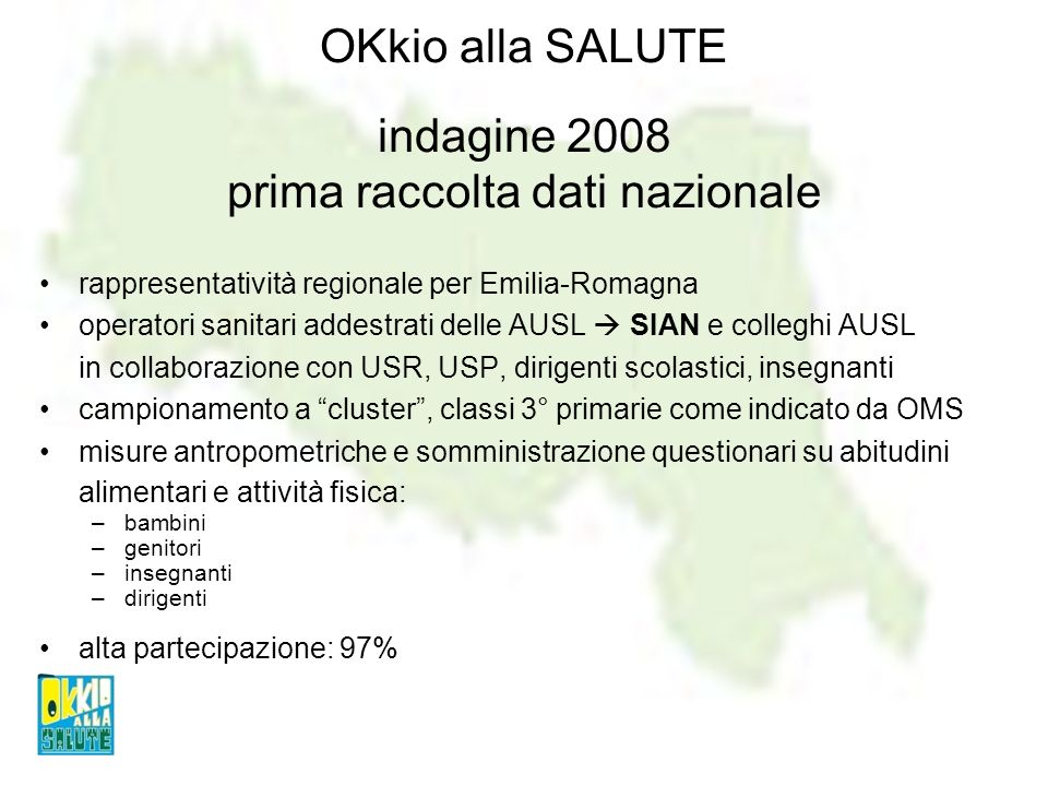 OKkio alla SALUTE indagine 2008 prima raccolta dati nazionale