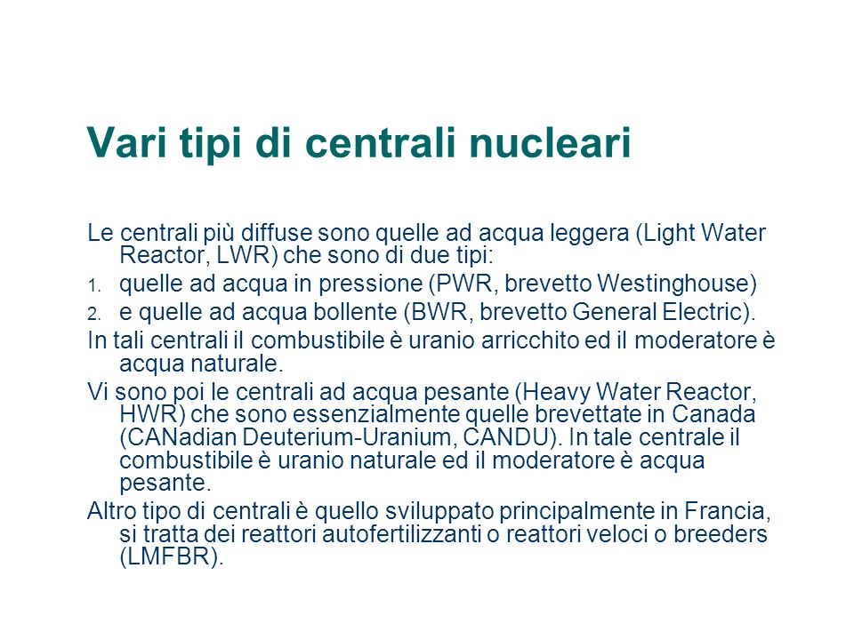 Vari tipi di centrali nucleari