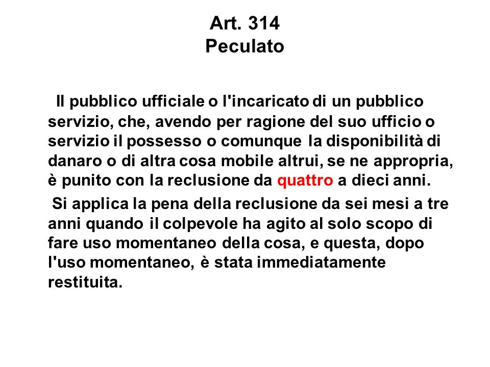 Art. 314 Peculato