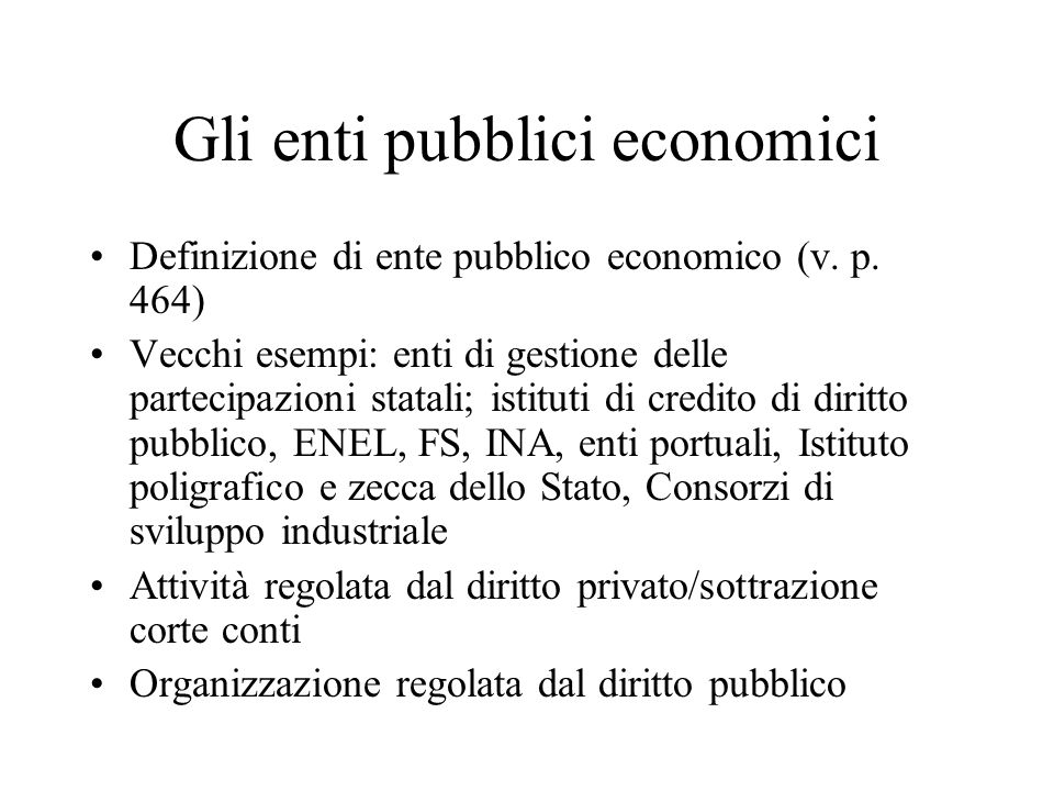 Gli enti pubblici economici