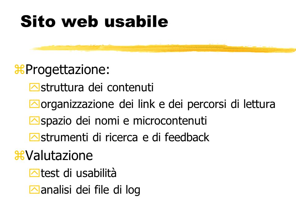 Sito web usabile Progettazione: Valutazione struttura dei contenuti