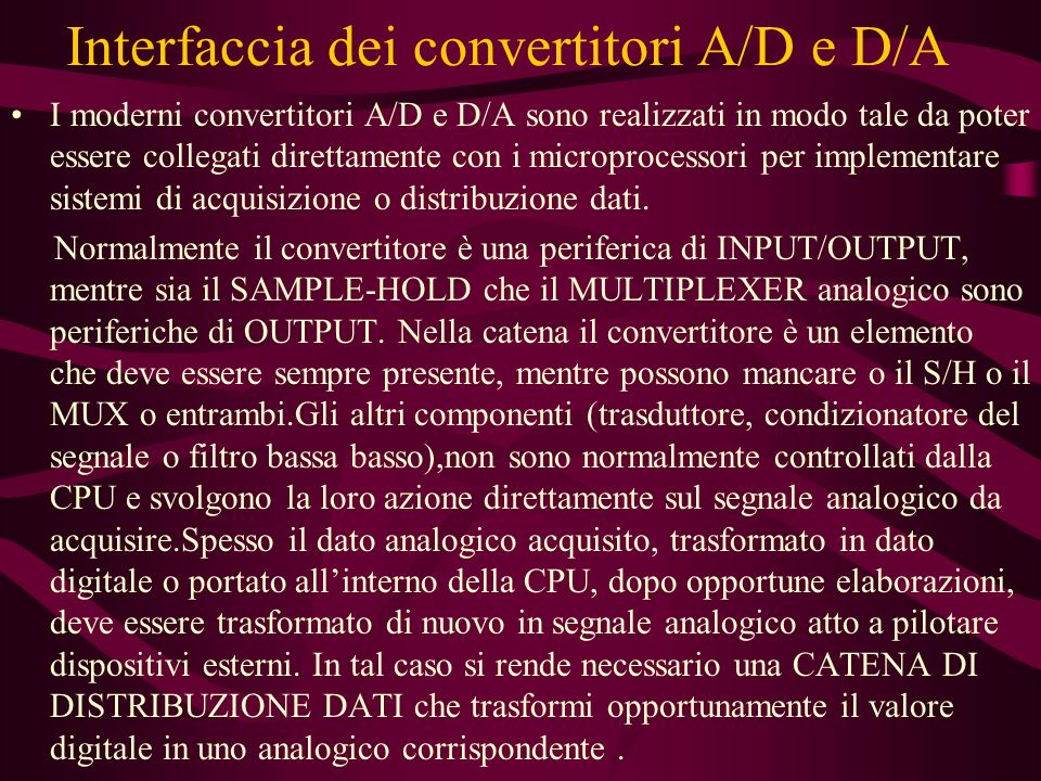 Interfaccia dei convertitori A/D e D/A