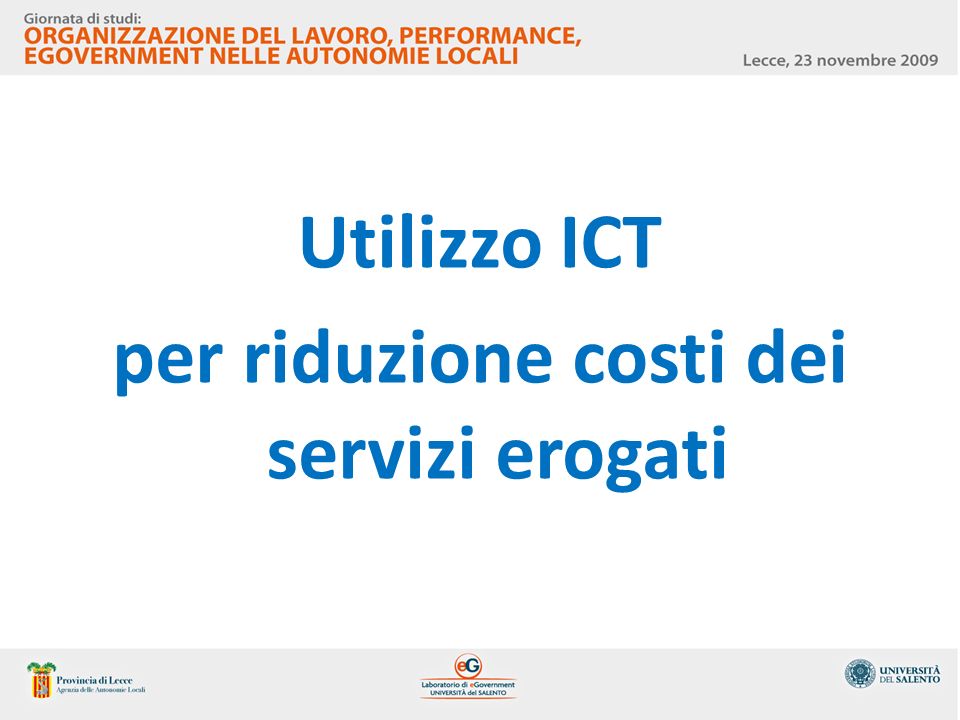Utilizzo ICT per riduzione costi dei servizi erogati
