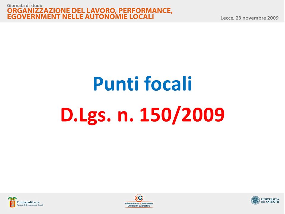 Punti focali D.Lgs. n. 150/2009