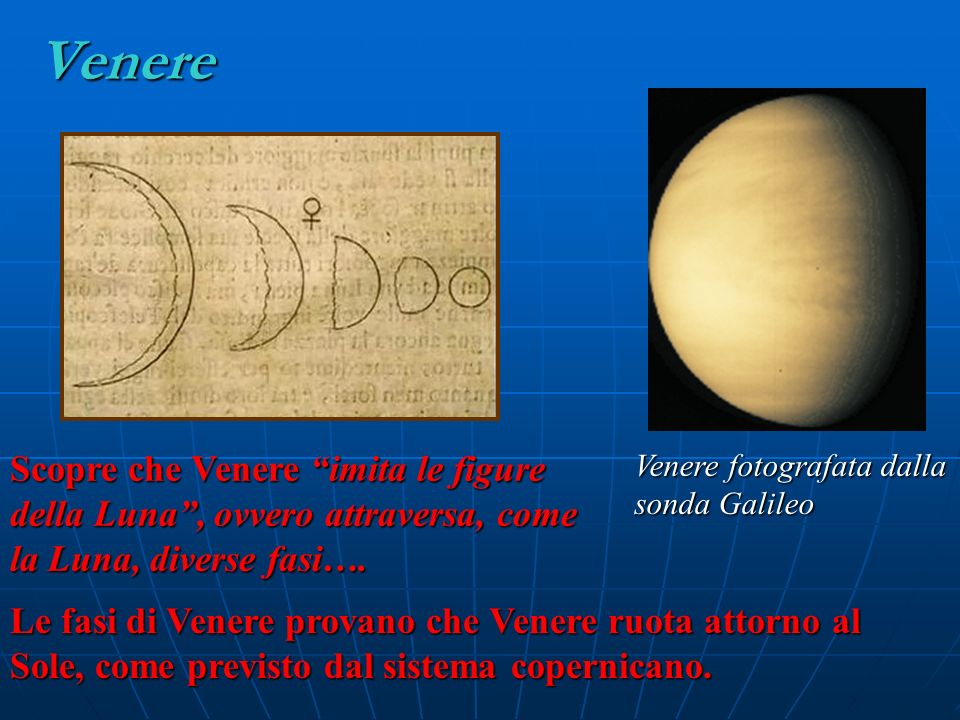 Venere Scopre che Venere imita le figure della Luna , ovvero attraversa, come la Luna, diverse fasi….