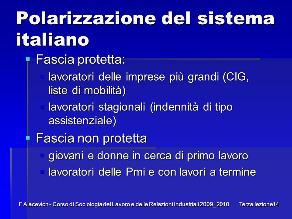 Polarizzazione del sistema italiano