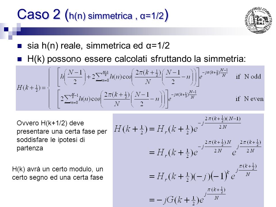 Caso 2 (h(n) simmetrica , α=1/2)