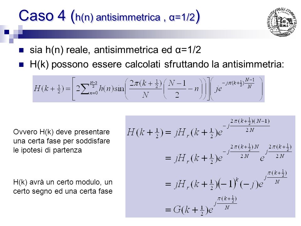 Caso 4 (h(n) antisimmetrica , α=1/2)