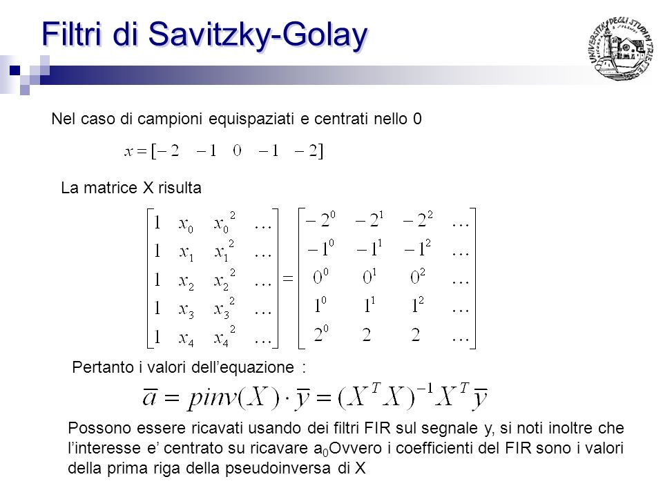 Filtri di Savitzky-Golay
