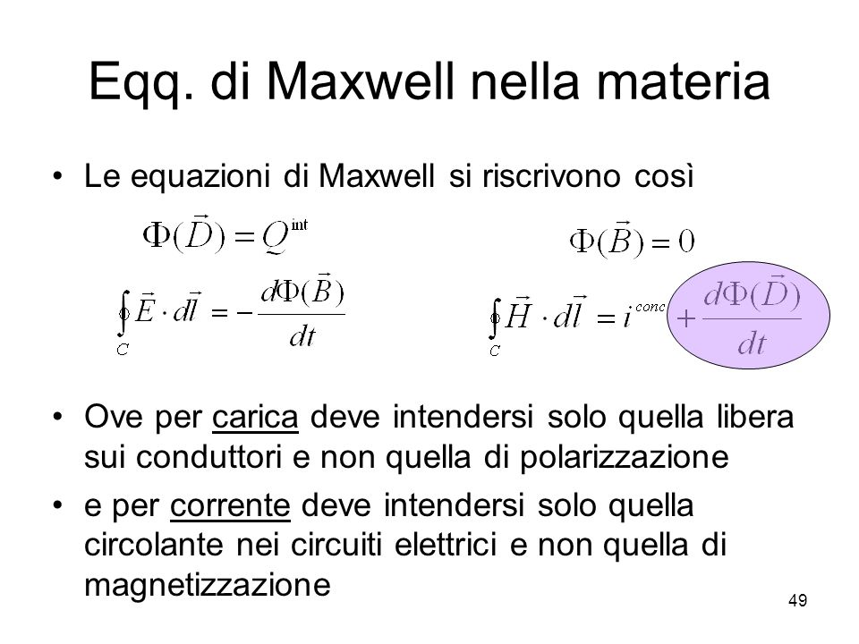 Eqq. di Maxwell nella materia