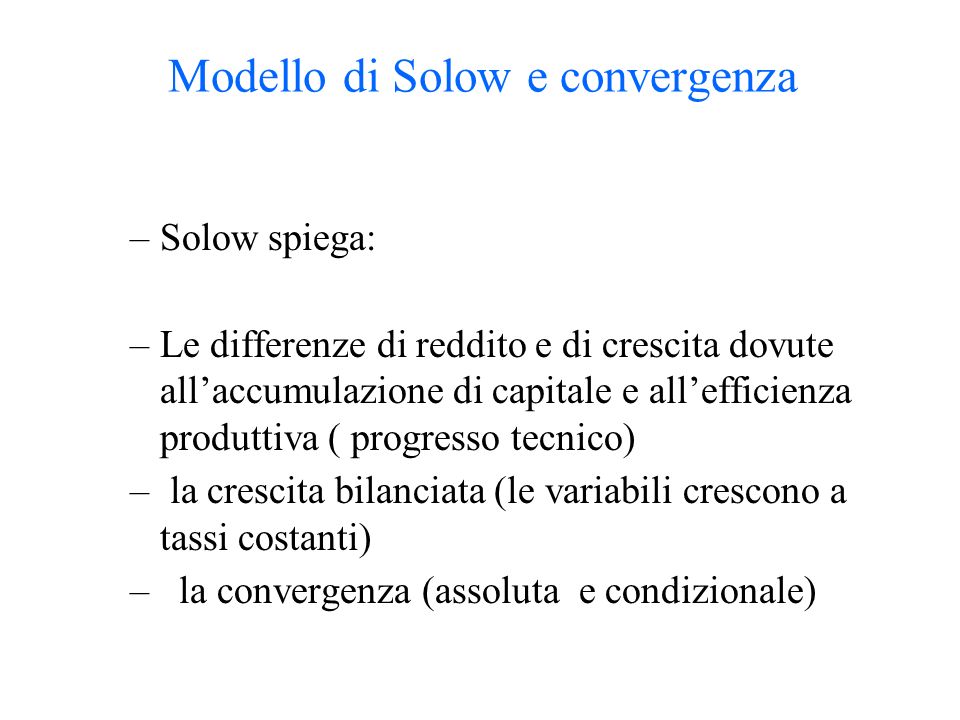 Modello di Solow e convergenza