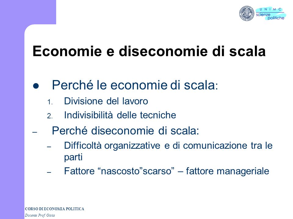 Economie e diseconomie di scala