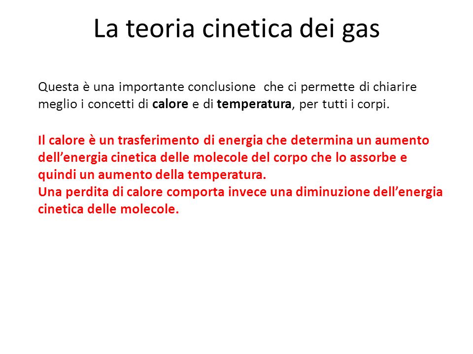 La teoria cinetica dei gas