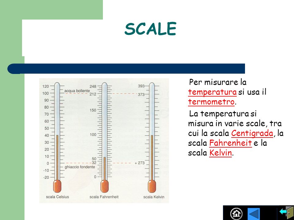 SCALE Per misurare la temperatura si usa il termometro.